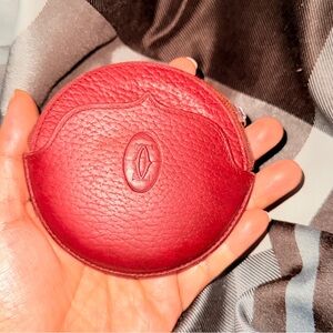 Cartier Red Leather Round Wallet